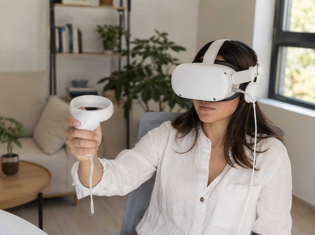 Mujer adulta durante una evaluación con realidad virtual